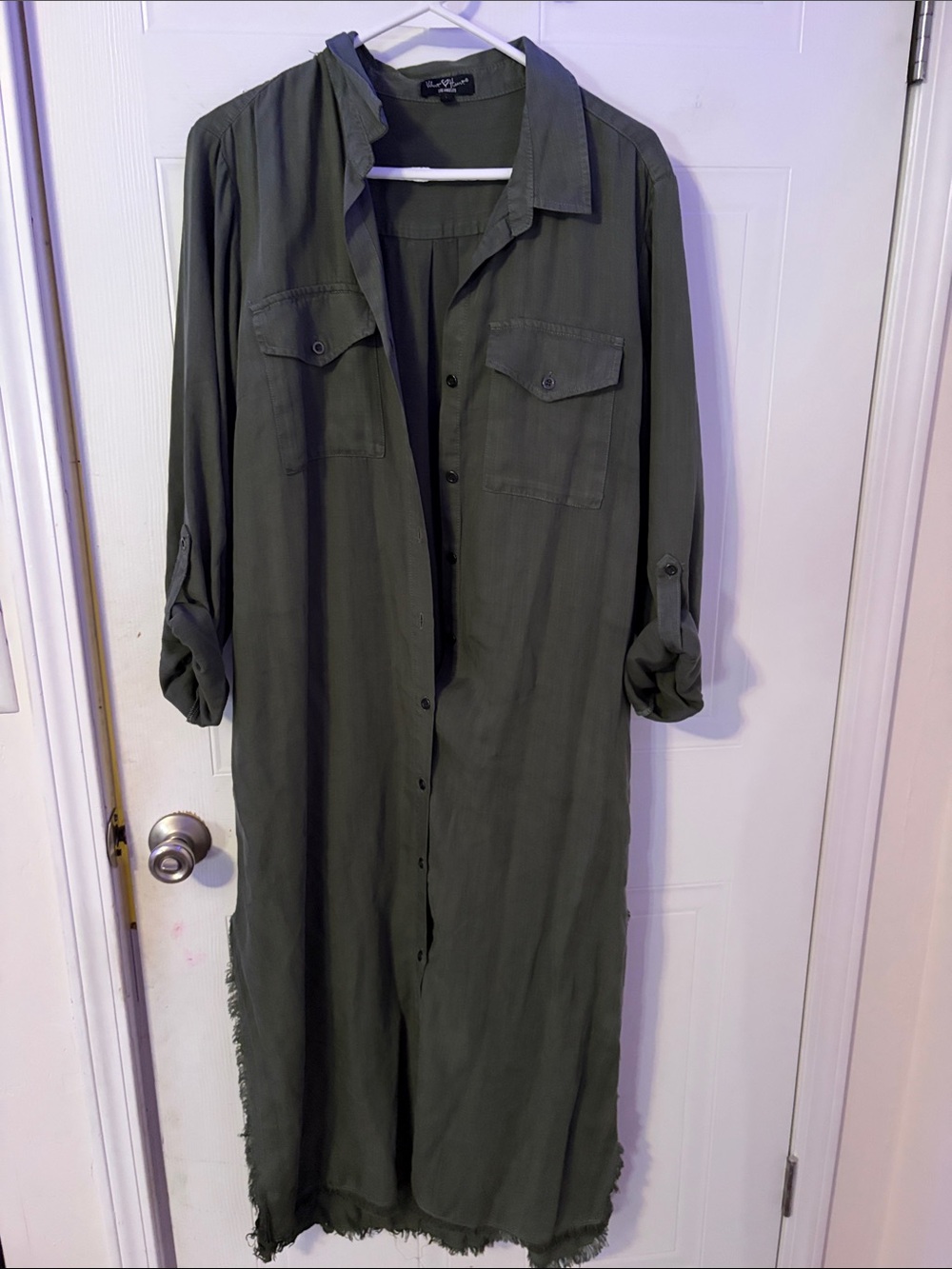 Velvet Heart Olive Green Button-Front Shirt Dress